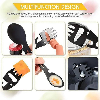 5-in-1 Camping Cutlery Set - Stainless Steel