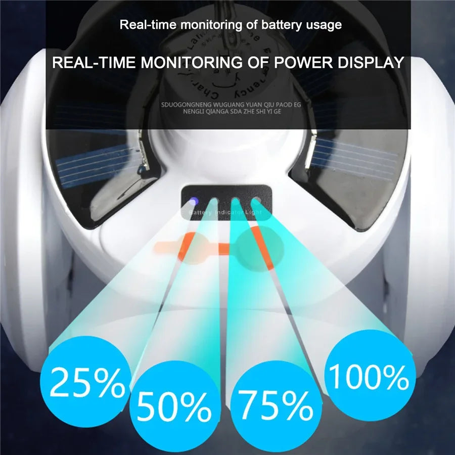 Foldable Solar Bulb - Rechargeable LED + 5 Modes + Remote Control (IP65)