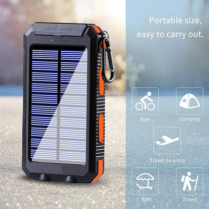 20W Solar Power Bank - Fast Charging + LED + Compass (Waterproof)