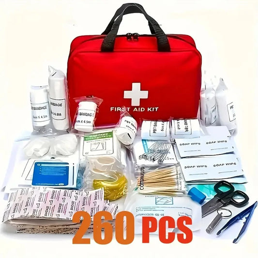 Kit Primeros Auxilios Deluxe 260 Piezas - Emergencias en Casa, Camping y RV