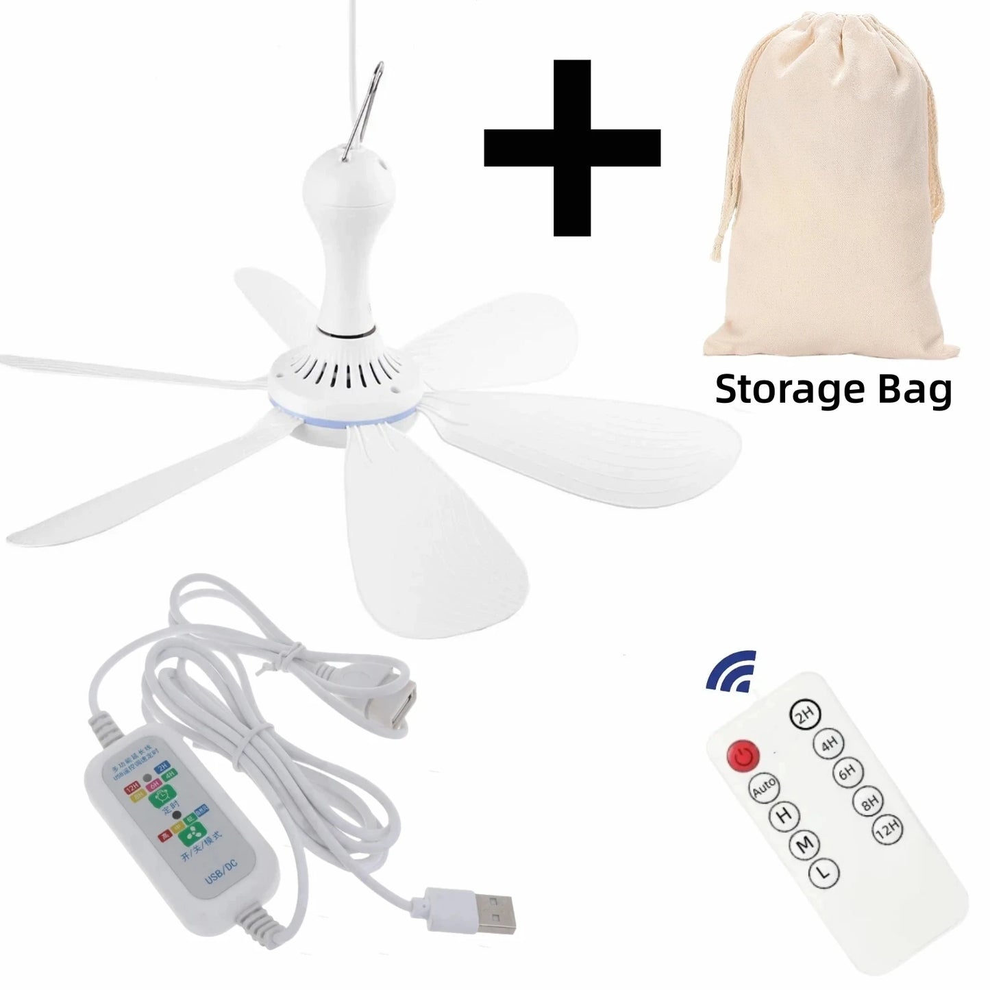 Ventilateur suspendu USB à 6 pales | Silencieux, portable et à faible consommation pour le camping et la maison
