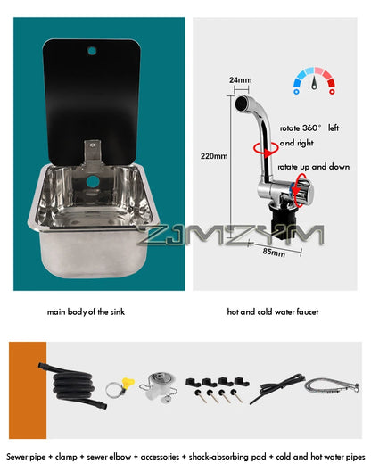 RV Premium Round/Square Sink with Faucet Included 