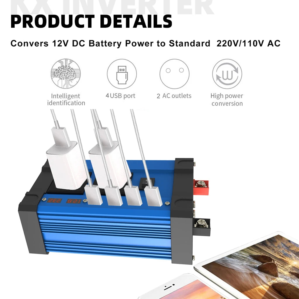 Kit Onduleur Solaire 6000W - 12V vers 220V + Panneau + Régulateur 30A