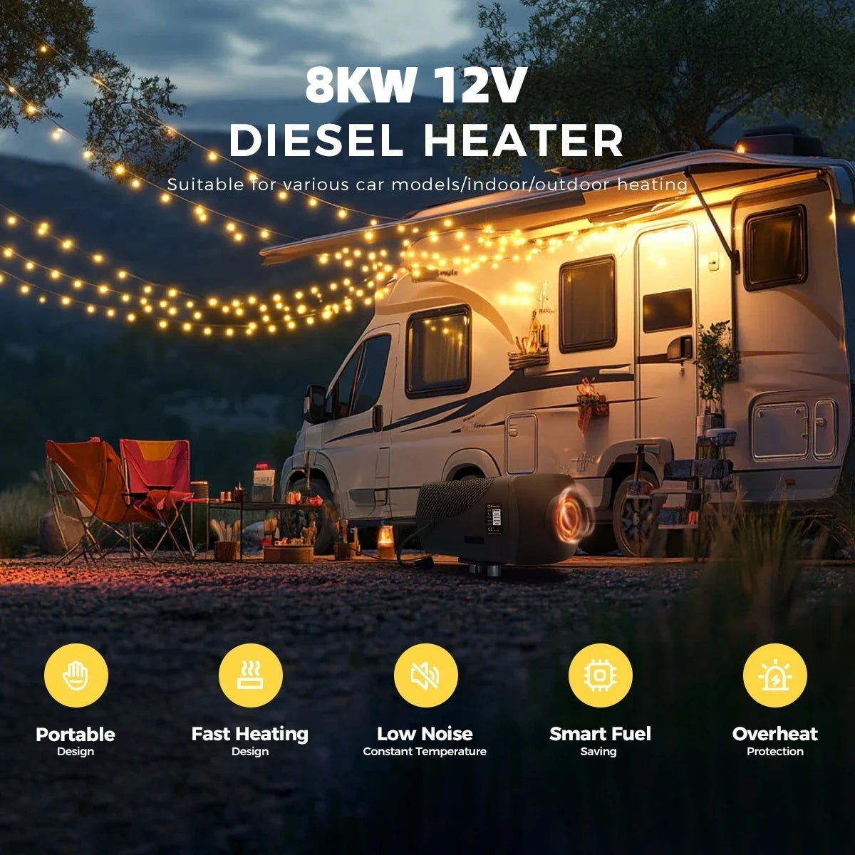 8KW Sunster Portable Diesel Heater – Fast, Safe, and Quiet