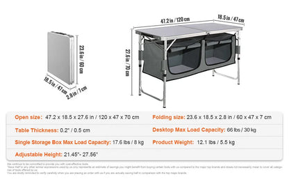 Mesa de Cocina Plegable de Camping VEVOR | Estación de Cocina Portátil para Camper, RV y Exterior