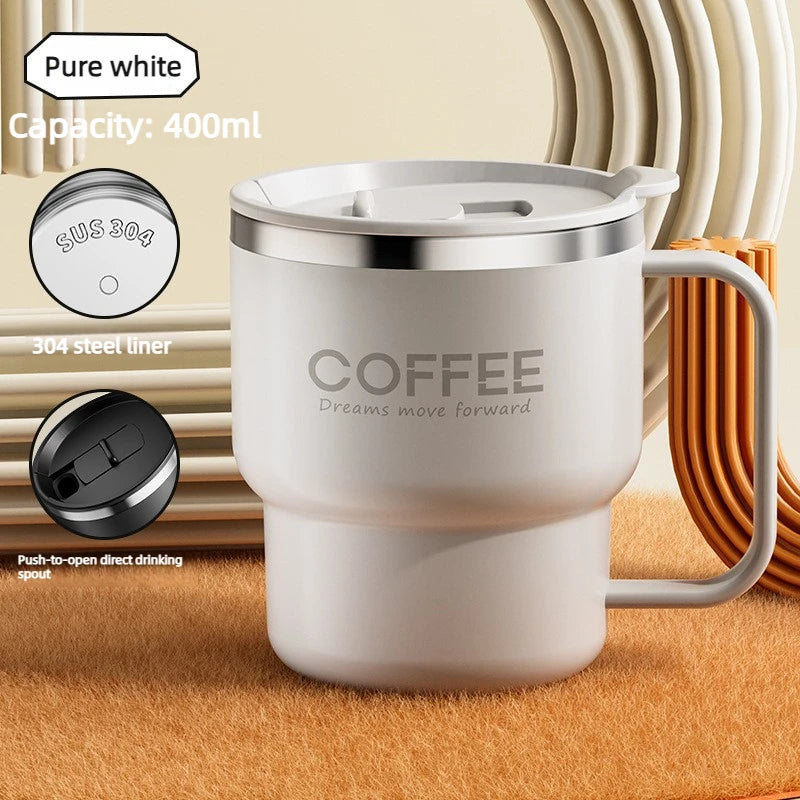 Taza Térmica 400ml Acero 304 - Doble Pared, Tapa Hermética y Retención de Temperatura (Viaje/Camping/Oficina)