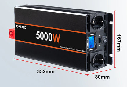 Inversor de Corriente Onda Pura 12V / 24V a 220V | 3000W – 5000W | Con Control Remoto y Pantalla LED para RV y Camper