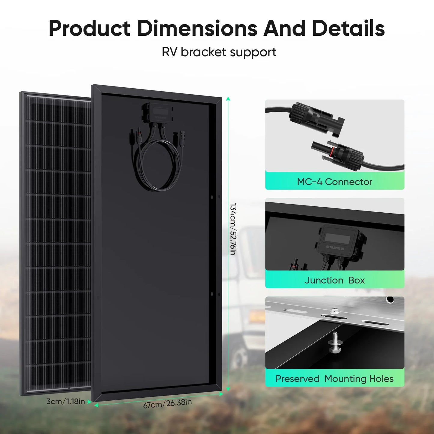 Panel Solar Monocristalino 200W 12V para Camper y Hogar