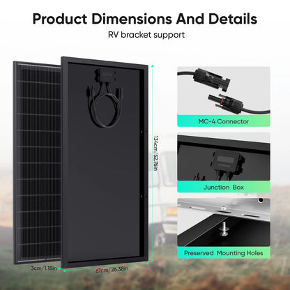 Panel Solar Monocristalino 200W 12V para Camper y Hogar