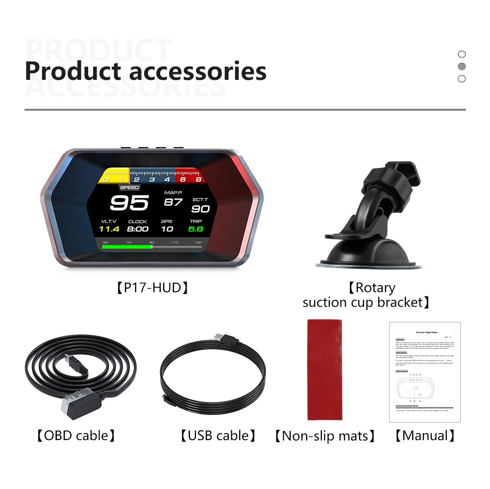 HUD ZMFJH P17 OBD2 + GPS – Head Up Display 3.5” Proyector Digital para Parabrisas con Alarma de Velocidad