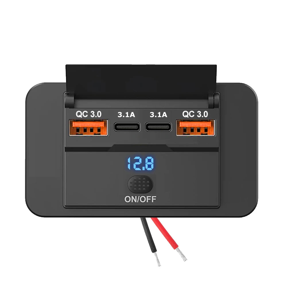 Cargador USB Empotrable 12–24V con PD y QC3.0