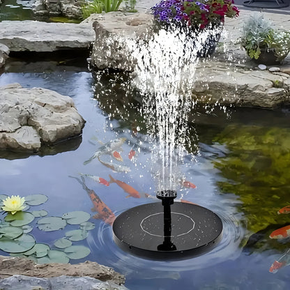Fuente Solar Flotante - Bomba Sin Cables + 8 Boquillas + LED (Jardín/Terraza)