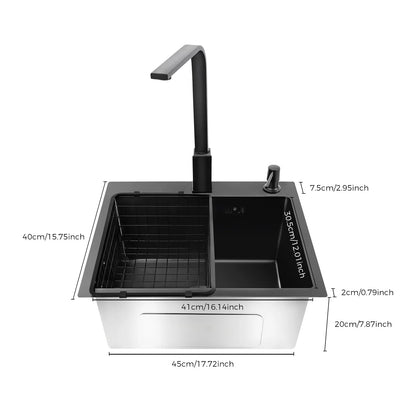 Évier de cuisine complet avec robinet pivotant à 360°