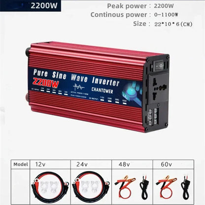 Inversor de Corriente Onda Pura 12V / 24V a 220V | 500W–2000W Continuos | Pantalla Inteligente para RV y Camper