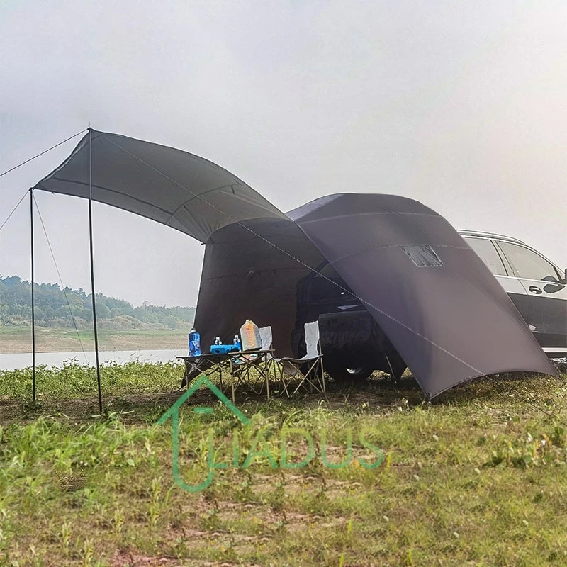XXL Car and Camper Roof Tent 5.9x4.5m - Waterproof 2000mm · Anti-UV · Reinforced Structure · Express Setup · 8+ People