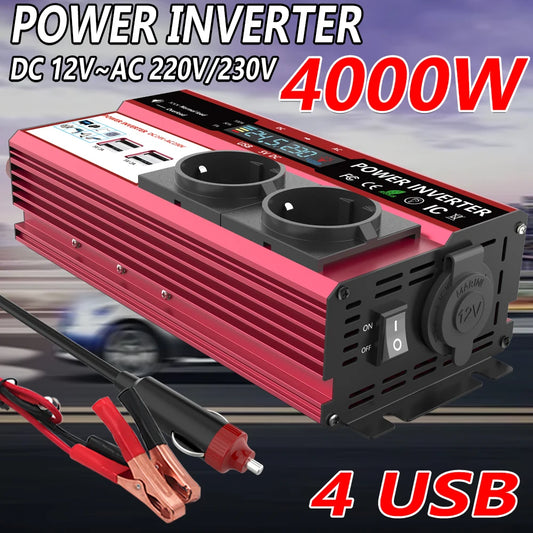 Inversor de Corriente 12V a 220V Compacto | 500W–1000W | Convertidor DC/AC Portátil para RV y Camper