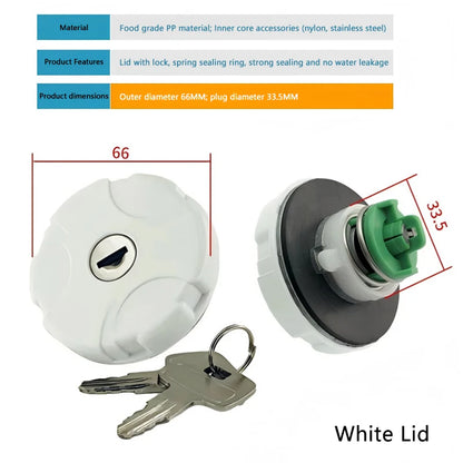 Bouchon de remplissage d'eau verrouillable Fiamma pour caravane et camping-car – Clés incluses, modèle 98658-001