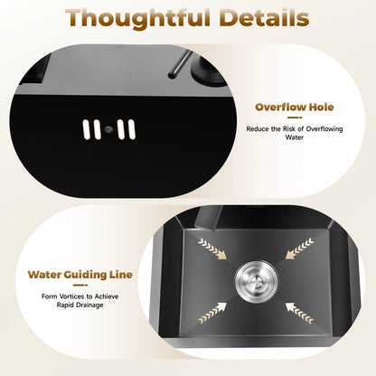 Évier de cuisine complet avec robinet pivotant à 360°