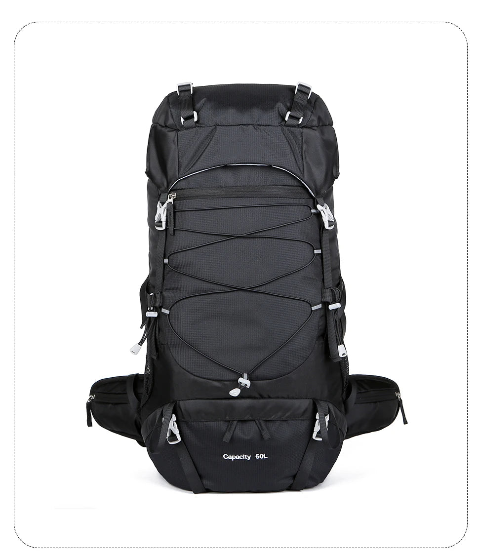 WEST TUNE External Frame Hiking Backpack - Durable Nylon · Rain Cover · Size L · Heavy Load