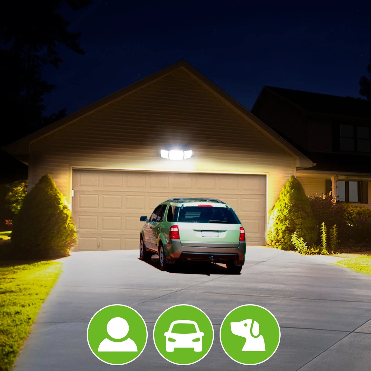 Solar LED Motion Sensor Light | 3 Adjustable Heads, 1200 Lumens, IP65