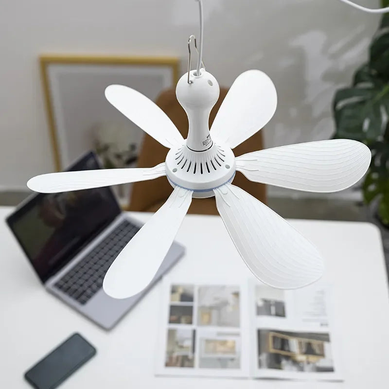 Ventilateur suspendu USB à 6 pales | Silencieux, portable et à faible consommation pour le camping et la maison