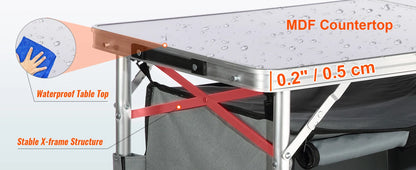 Mesa de Cocina Plegable de Camping VEVOR | Estación de Cocina Portátil para Camper, RV y Exterior