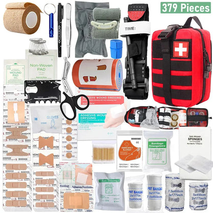 Trousse de premiers secours tactique 379 pièces - Sac IFAK + Garrot (Camping/VR)