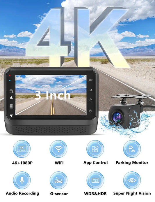 Dashcam 4K Dual con WiFi + Aparcamiento 24H - Kocam