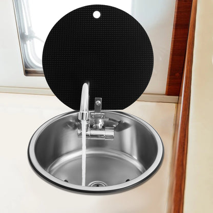 Évier de cuisine en acier inoxydable 340×340 mm avec robinet pliable – Idéal pour les camping-cars et les petits espaces 