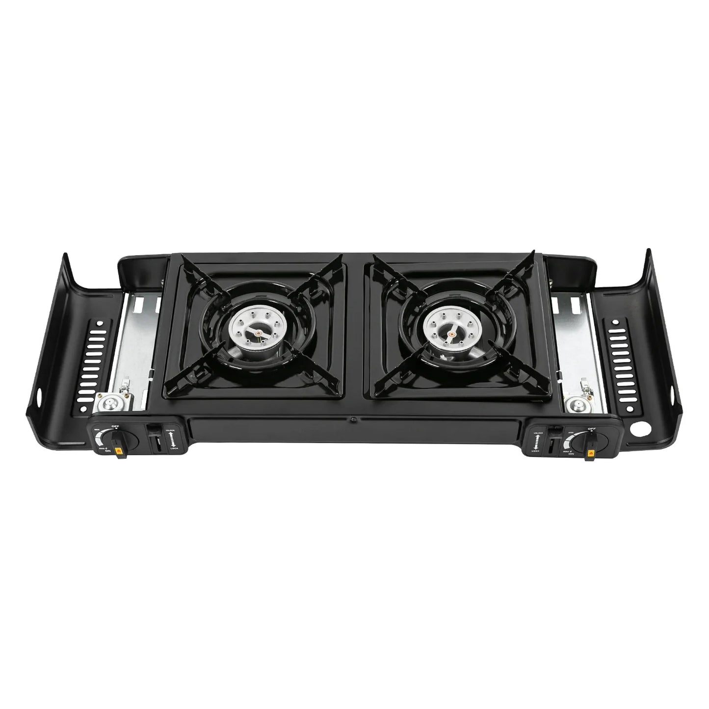 Réchaud de camping 2 feux 2500W - Allumage piézoélectrique + Gaz butane (3-5 personnes)
