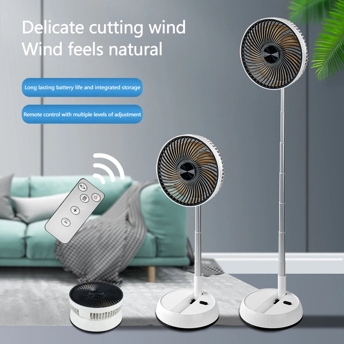 Extendable Portable Fan with Remote Control | Adjustable Height 92cm, USB-C and Quiet
