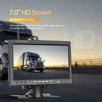 Kit Cámara de Marcha Atrás Inalámbrica 1080P con Monitor IPS HD de 7” – Sistema de Aparcamiento Nocturno para Camper, RV y Camión