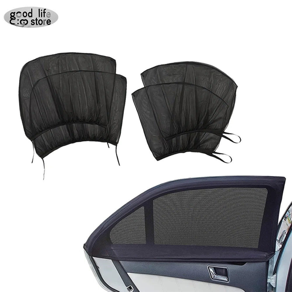 Lot de 4 moustiquaires de fenêtre - Universelles · Anti-moustiques · Protection solaire · Ventilation · Installation express