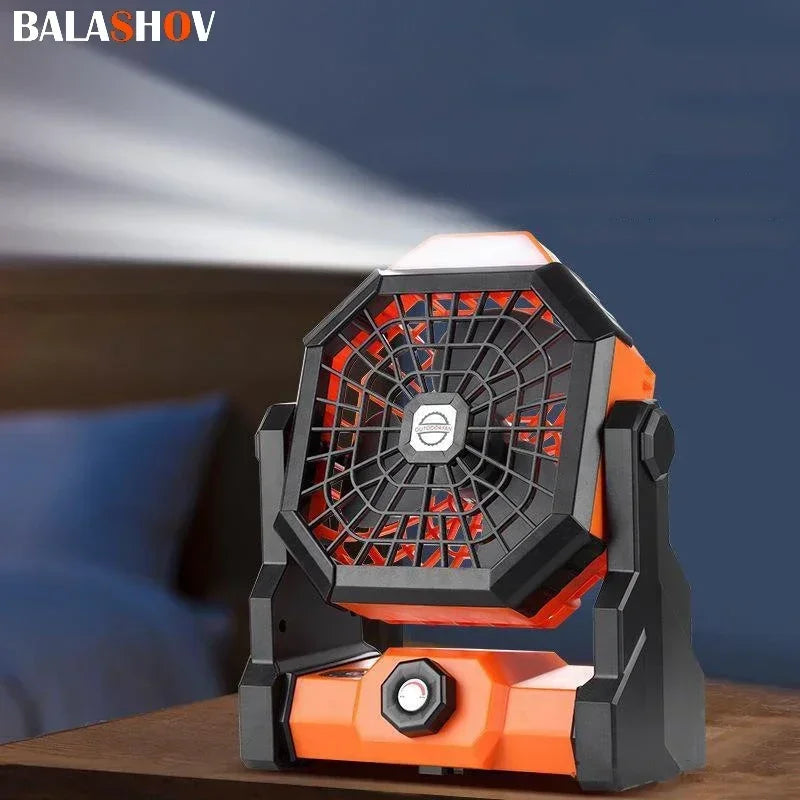 Ventilador LED Recargable para Camping | Batería 7800mAh, 3 Velocidades, Gancho Integrado