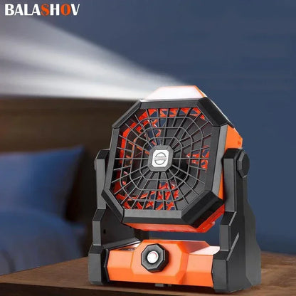 Ventilador LED Recargable para Camping | Batería 7800mAh, 3 Velocidades, Gancho Integrado