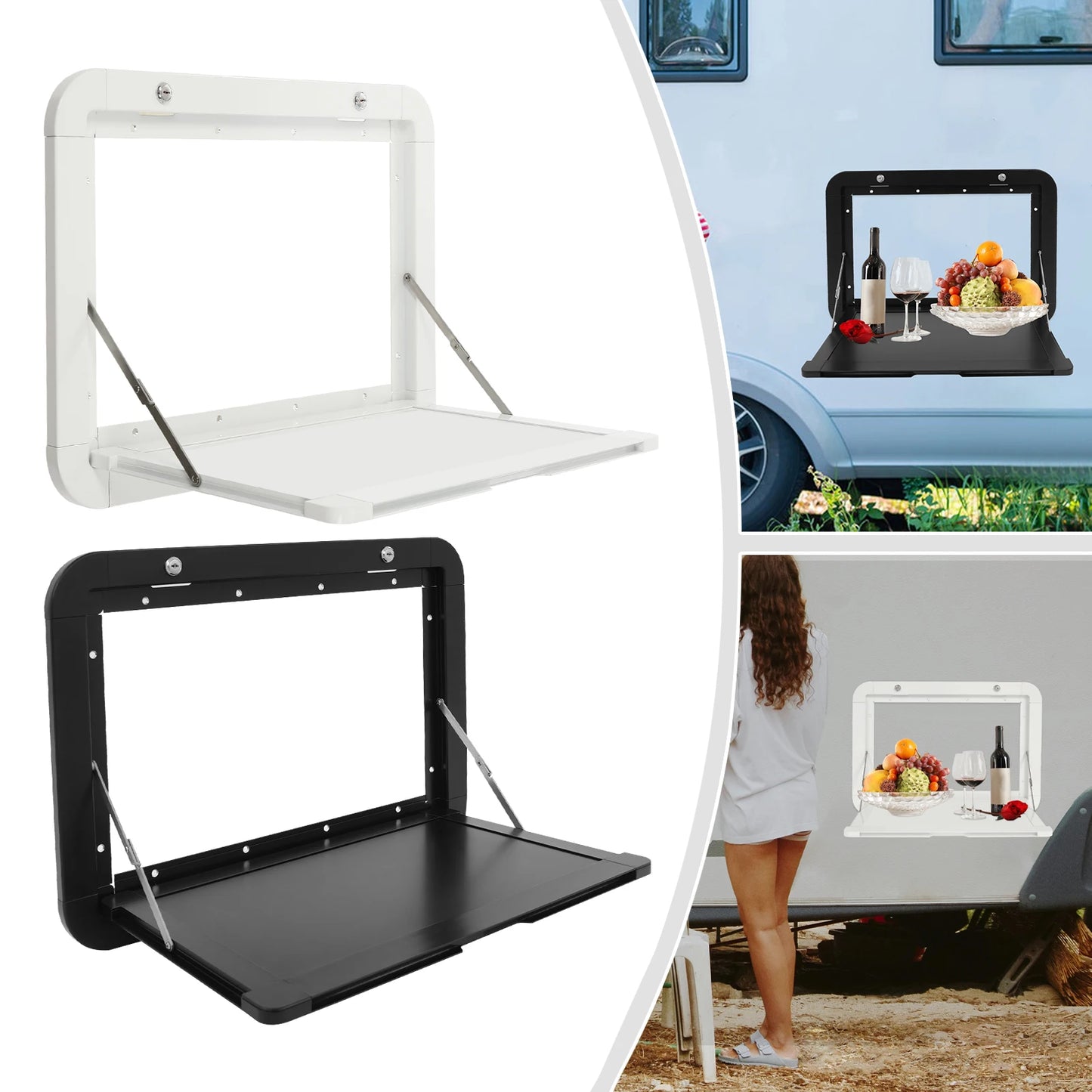 Mesa Plegable Exterior para Camper y Autocaravana | Mesa Picnic Abatible de Aluminio para RV