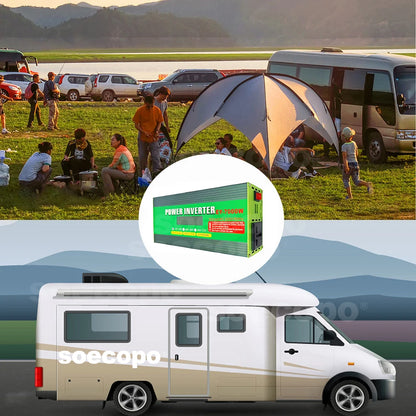 Inversor de Corriente 12V/24V/48V a 220V con Pantalla LCD | 1200W Continuos / 7000W Pico | Doble USB