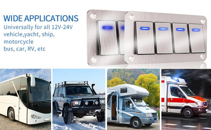 Panel de Interruptores de Aluminio 12V / 24V para Camper, RV y 4x4