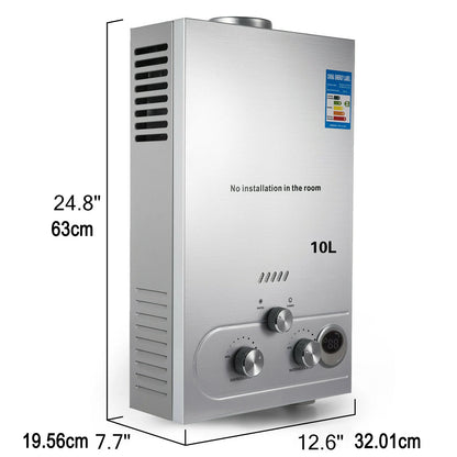 10L Gas Water Heater for Camper and Camping – Instant LPG 20 kW with Shower