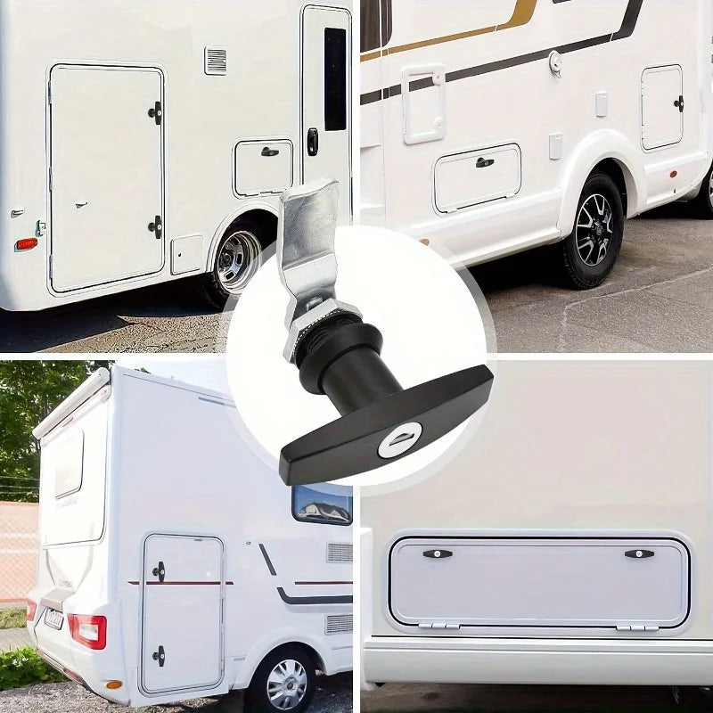 Cerradura de Manija en T con Llaves – Bloqueo Trasero para Puertas de Garaje, Remolques, Caravanas, Armarios y Cajones – Color Negro