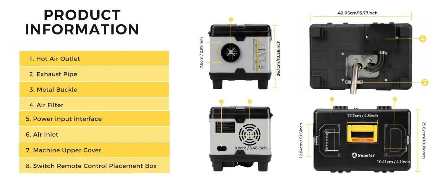 Calefactor Diesel Portátil 8kW Sunster