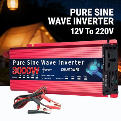 Inversor de Corriente Onda Pura 12V/24V a 110V–220V | 800W–1500W Continuos con Pantalla LCD para RV y Camper