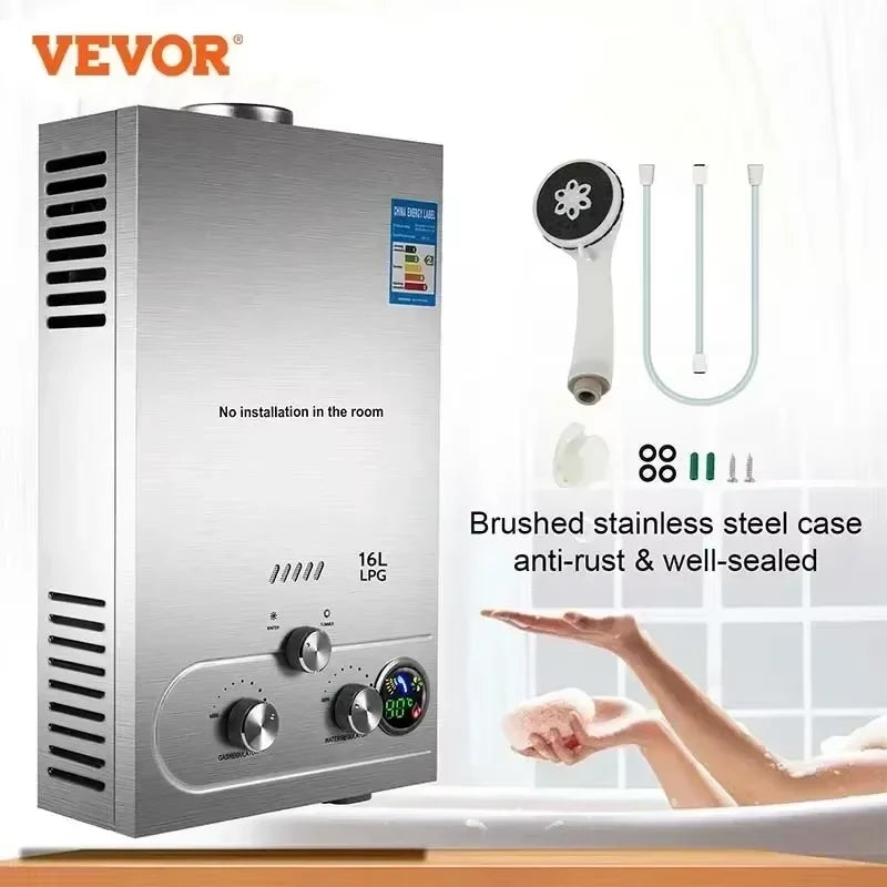 10L Gas Water Heater for Camper and Camping – Instant LPG 20 kW with Shower