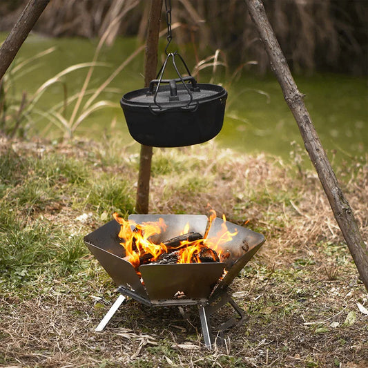 estufa de hoguera plegable para acampar