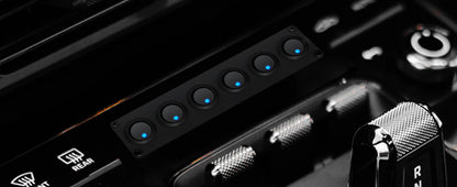 Panel de Interruptores de Aluminio 12V – 6 Interruptores con LED Azul