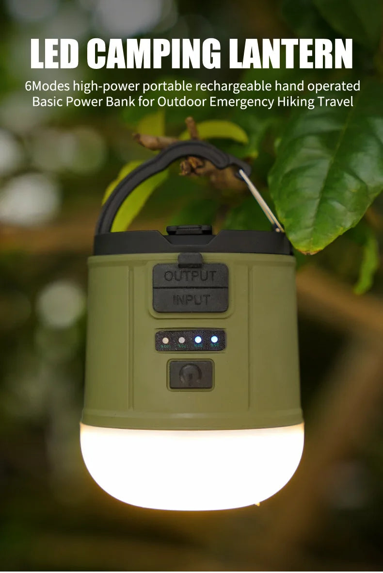Lampe de camping dynamo - LED rechargeable + manivelle de secours (8h de lumière)