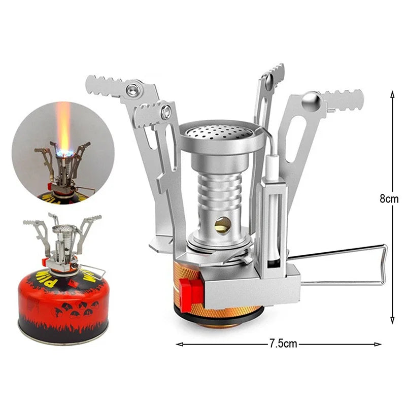 Mini Hornillo Plegable 3KW - Encendido Piezo + Anti-Viento para Camping y RV