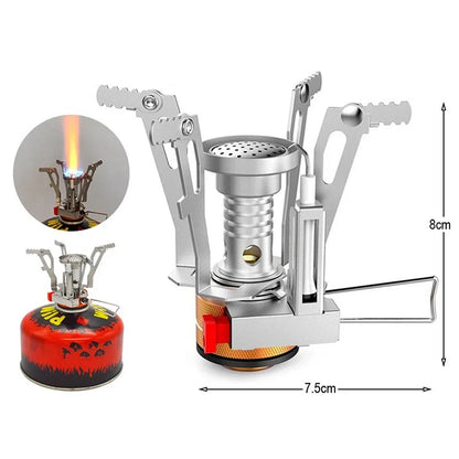 Mini Hornillo Plegable 3KW - Encendido Piezo + Anti-Viento para Camping y RV