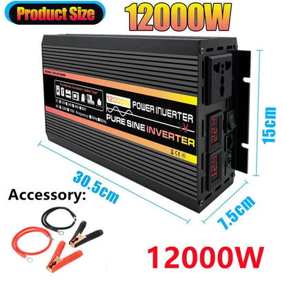 Inversor de Corriente Onda Pura Inteligente 12V/24V a 220V | 1500W–2000W Continuos con Pantalla Digital para RV y Camper