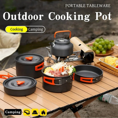 Set de cuisine de camping en aluminium - Pliable + Ustensiles + Sac de transport (VR/Extérieur)
